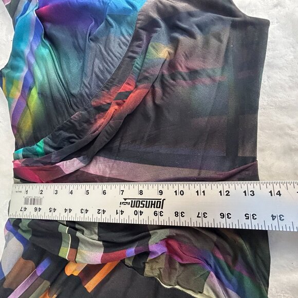 Kay Unger New York Multicolor Abstract Sleeveless Draped Sheath Dress Size 2 - Picture 9 of 10